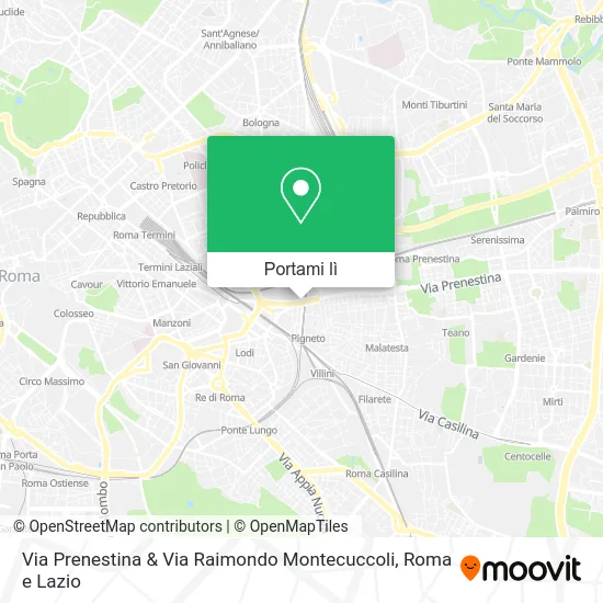 Mappa Via Prenestina & Via Raimondo Montecuccoli