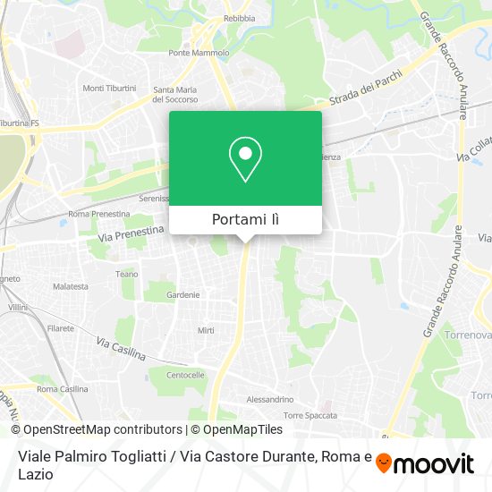 Mappa Viale Palmiro Togliatti / Via Castore Durante