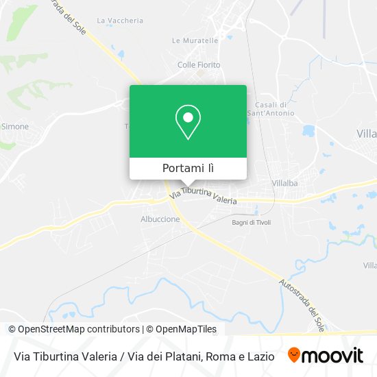 Mappa Via Tiburtina Valeria / Via dei Platani