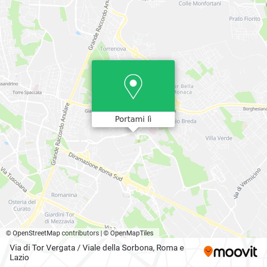 Mappa Via di Tor Vergata / Viale della Sorbona