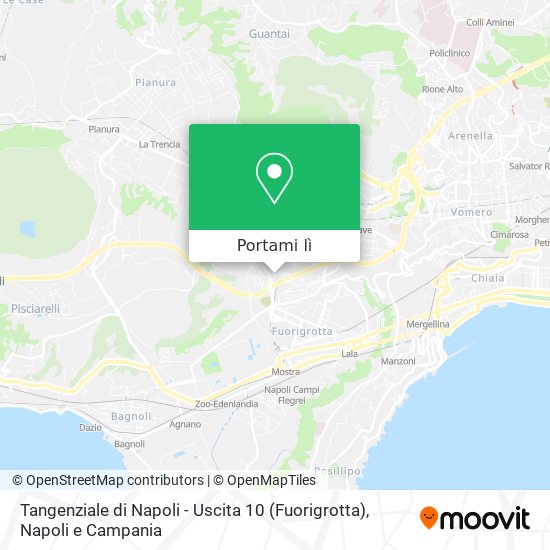 Mappa Tangenziale di Napoli - Uscita 10 (Fuorigrotta)