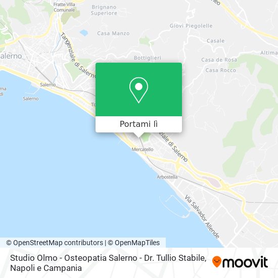 Mappa Studio Olmo - Osteopatia Salerno - Dr. Tullio Stabile