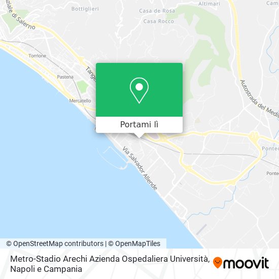 Mappa Metro-Stadio Arechi Azienda Ospedaliera Università