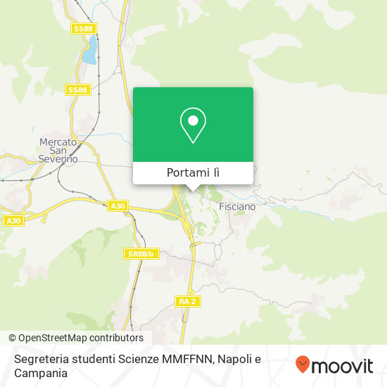 Mappa Segreteria studenti Scienze MMFFNN