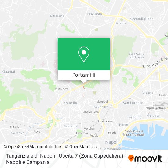 Mappa Tangenziale di Napoli - Uscita 7 (Zona Ospedaliera)