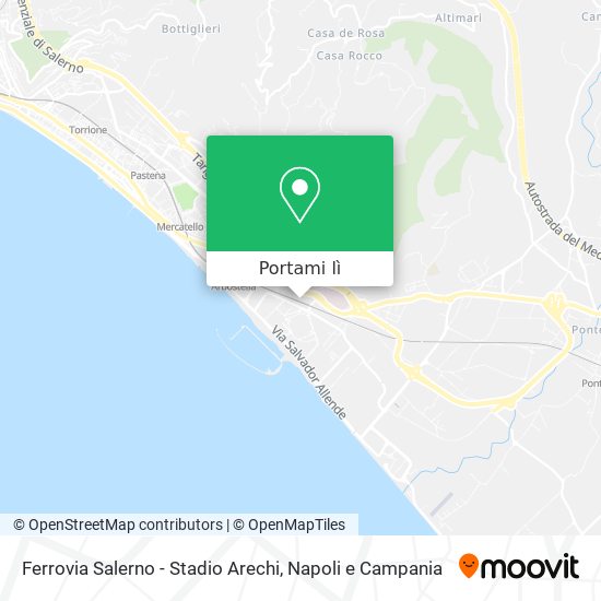 Mappa Ferrovia Salerno - Stadio Arechi