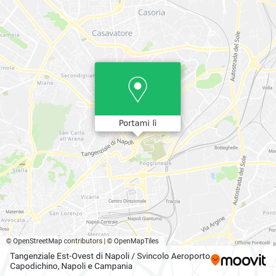 Mappa Tangenziale Est-Ovest di Napoli / Svincolo Aeroporto Capodichino