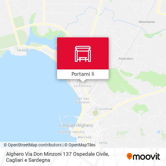 Mappa Alghero Via Don Minzoni 137 Ospedale Civile