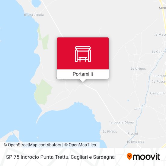 Mappa SP 75 Incrocio Punta Trettu