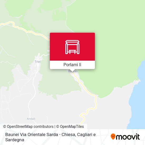 Mappa Baunei Via Orientale Sarda - Chiesa
