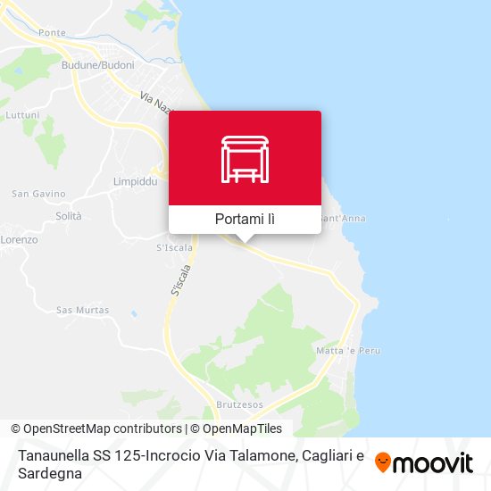 Mappa Tanaunella SS 125-Incrocio Via Talamone