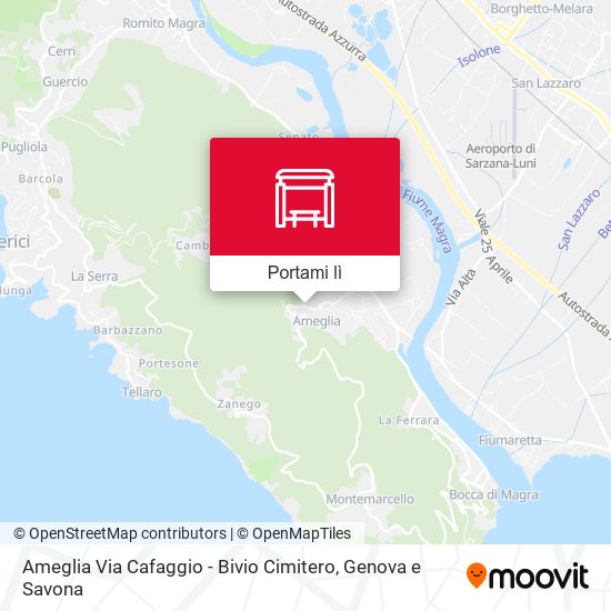 Mappa Ameglia Via Cafaggio - Bivio Cimitero