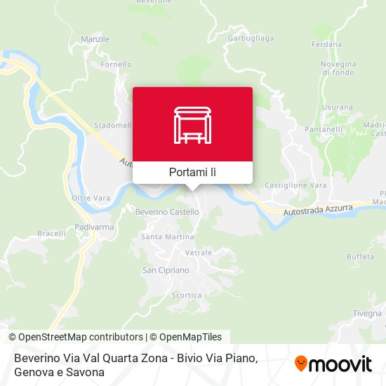 Mappa Beverino Via Val Quarta Zona - Bivio Via Piano