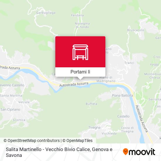 Mappa Salita Martinello - Vecchio Bivio Calice