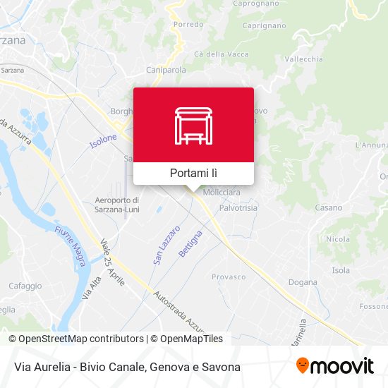 Mappa Via Aurelia - Bivio Canale