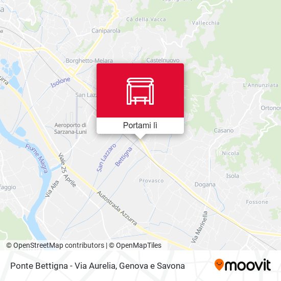 Mappa Ponte Bettigna - Via Aurelia