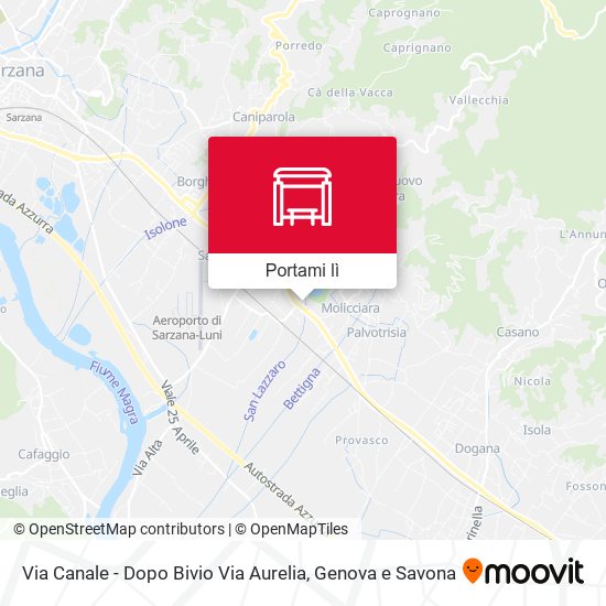 Mappa Via Canale - Dopo Bivio Via Aurelia