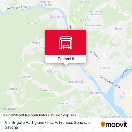 Mappa Via Brigate Partigiane - Inc. V. Francia
