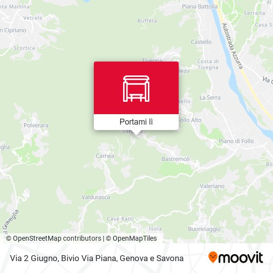 Mappa Via 2 Giugno, Bivio Via Piana