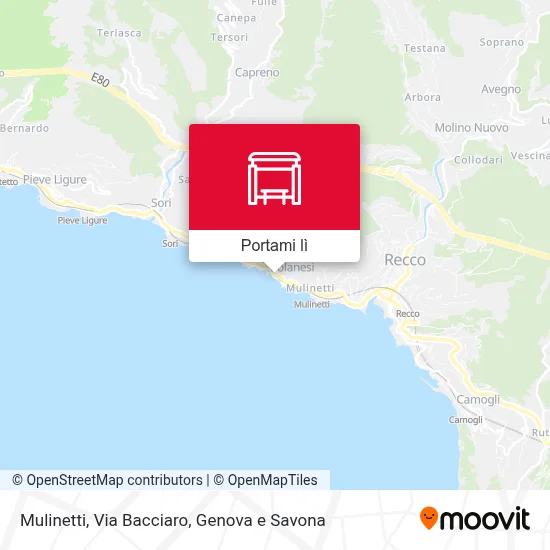 Mappa Mulinetti, Via Bacciaro