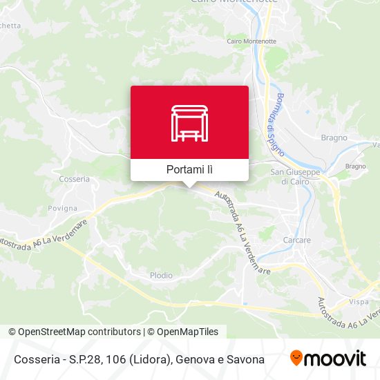 Mappa Cosseria - S.P.28, 106 (Lidora)