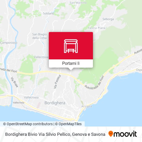 Mappa Bordighera Bivio Via Silvio Pellico