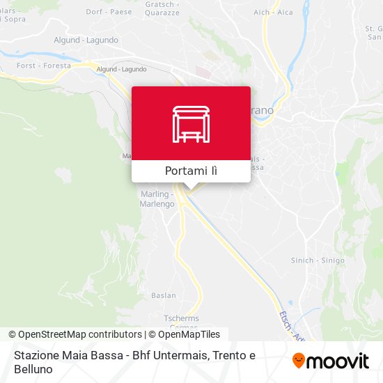 Mappa Stazione Maia Bassa - Bhf Untermais