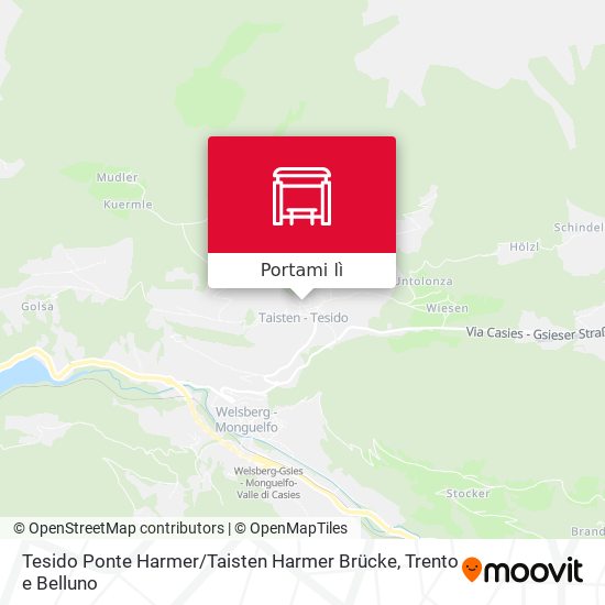Mappa Tesido Ponte Harmer / Taisten Harmer Brücke