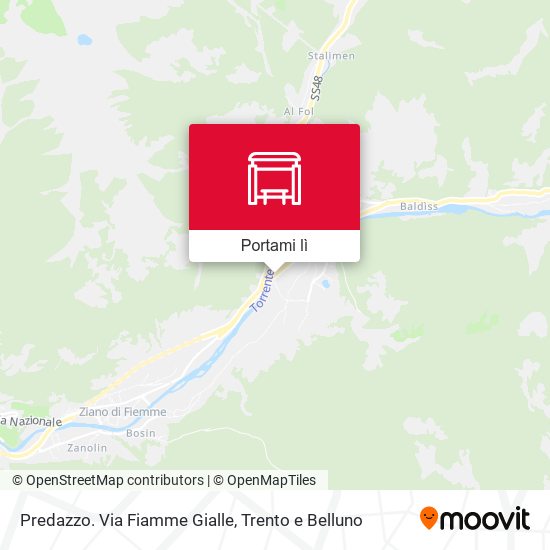 Mappa Predazzo. Via Fiamme Gialle