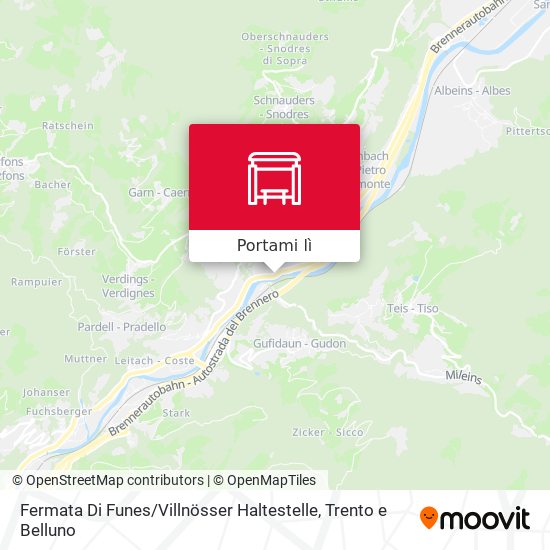 Mappa Fermata Di Funes / Villnösser Haltestelle