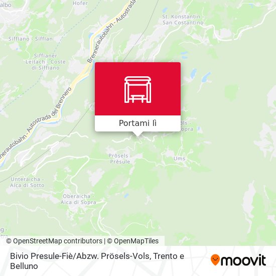 Mappa Bivio Presule-Fiè / Abzw. Prösels-Vols