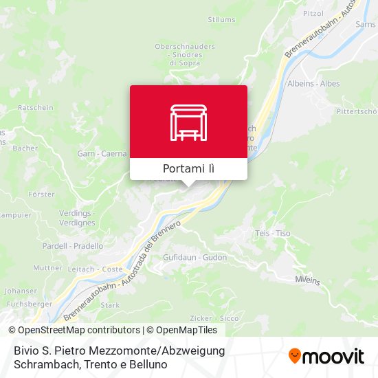 Mappa Bivio S. Pietro Mezzomonte / Abzweigung Schrambach