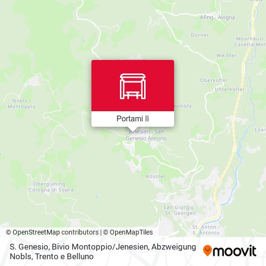 Mappa S. Genesio, Bivio Montoppio / Jenesien, Abzweigung Nobls