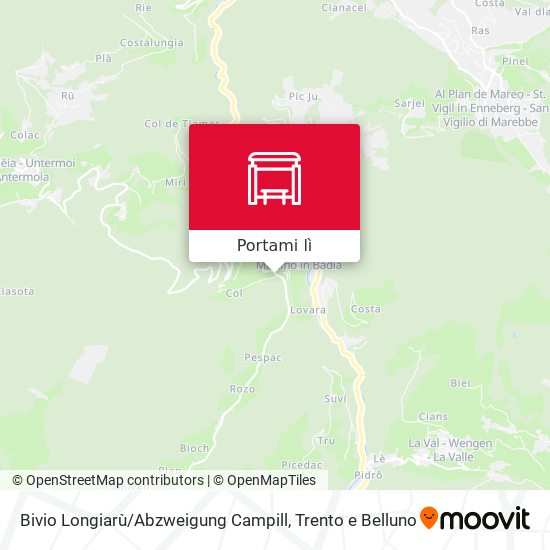 Mappa Bivio Longiarù / Abzweigung Campill