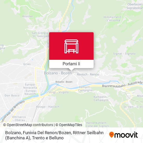 Mappa Bolzano, Funivia Del Renon / Bozen, Rittner Seilbahn (Banchina A)