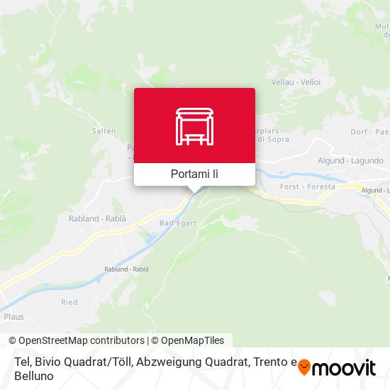 Mappa Tel, Bivio Quadrat / Töll, Abzweigung Quadrat
