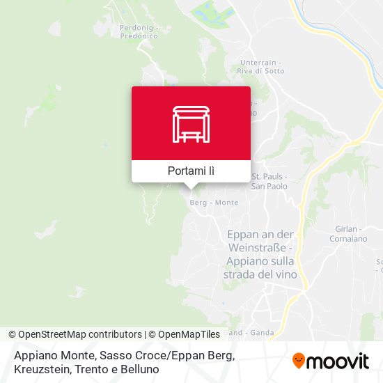 Mappa Appiano Monte, Sasso Croce / Eppan Berg, Kreuzstein
