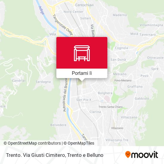 Mappa Trento. Via Giusti Cimitero