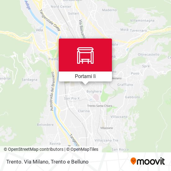Mappa Trento. Via Milano