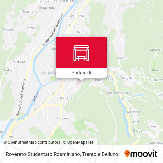 Mappa Rovereto-Studentato Rosminiano