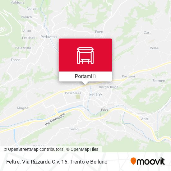 Mappa Feltre. Via Rizzarda Civ. 16