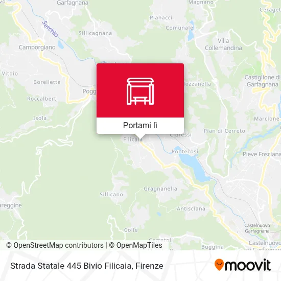 Mappa Strada Statale 445 Bivio Filicaia
