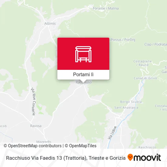 Mappa Racchiuso Via Faedis 13 (Trattoria)