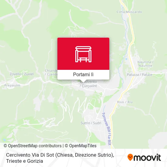 Mappa Cercivento Via Di Sot (Chiesa, Direzione Sutrio)