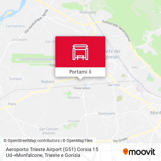 Mappa Aeroporto Trieste Airport (G51) Corsia 15 Ud→Monfalcone