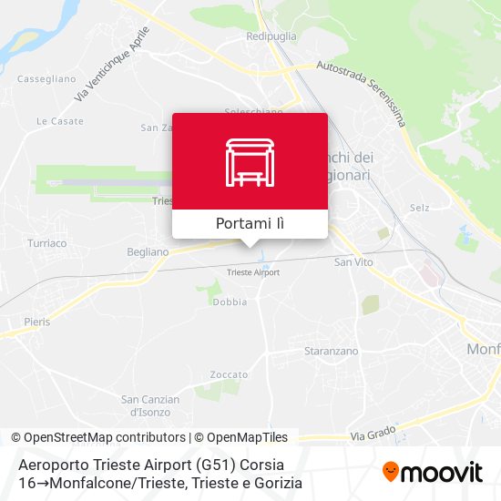 Mappa Aeroporto Trieste Airport  (G51) Corsia 16→Monfalcone / Trieste