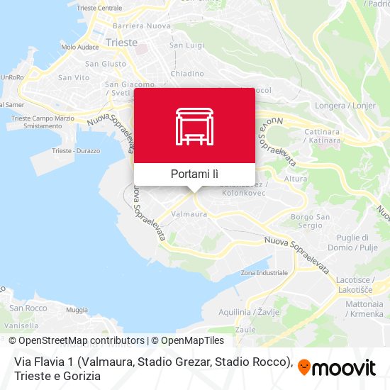Mappa Via Flavia 1 (Valmaura, Stadio Grezar, Stadio Rocco)