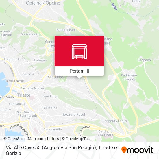 Mappa Via Alle Cave 55 (Angolo Via San Pelagio)