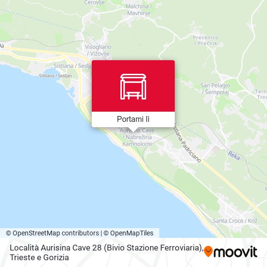 Mappa Località Aurisina Cave 28 (Bivio Stazione Ferroviaria)