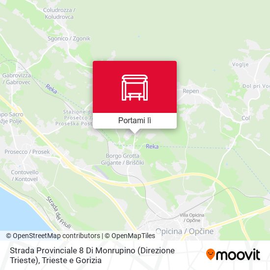 Mappa Strada Provinciale 8 Di Monrupino (Direzione Trieste)